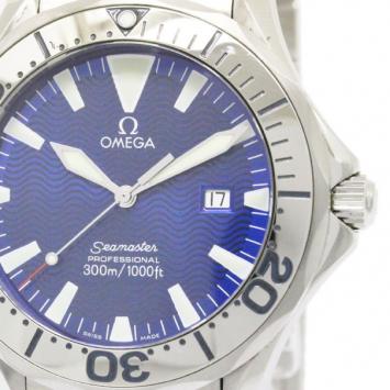 Pre Owned Omega Blue Stainless Steel Seamaster Professional Men's Wristwatch 41MM