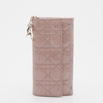 Dior Beige Cannage Quilted Leather Lady Dior Continental Wallet