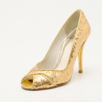 Stuart Weitzman Gold Sequin Heels Size 36