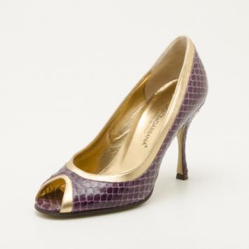 Editted Name Dolce and Gabbana Purple and Gold Embossed Size 35 Updated