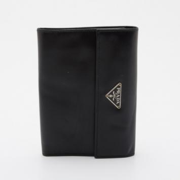 Prada Black Saffiano Leather French Wallet  