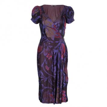 Diane Von Furstenberg Burgundy Floral Print Wrap Dress M