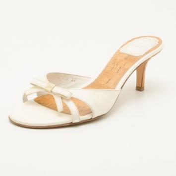 Dior White Ribbon Detail Slides Size 37