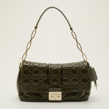 Dior Medium Dark Green Patent Flap Bag