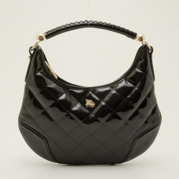 Burberry Black Patent Quilted Hoxton Hobo