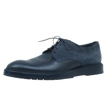 Pre Owned Louis Vuitton Black Leather and Suede Lace Up Derby Size 42