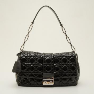 Dior Medium Black Patent Flap Bag