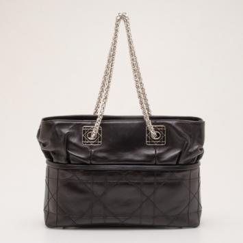 Dior Black Cannage Leather Granville Chain Link Shoulder Bag