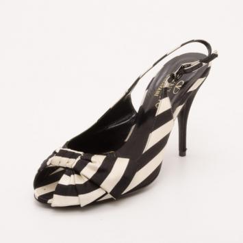 Valentino Black and White Striped Slingbacks Size 38.5