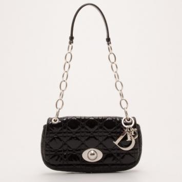 Dior Black Patent Cannage Shoulder Bag
