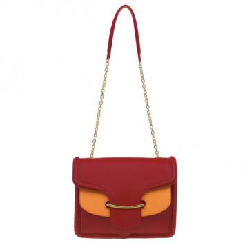 Alexander McQueen Red and Orange Leather Heroine Chain Satchel