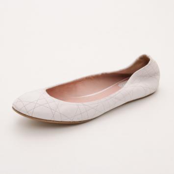 Dior White Cannage Ballerina Flats Size 37.5