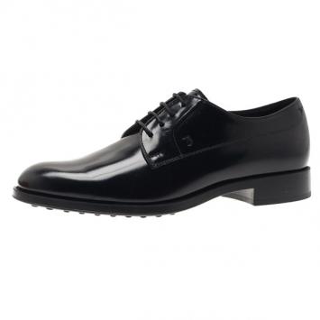 Tod’s Black Glazed Leather Oxfords Size 36.5