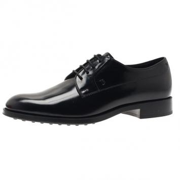 Tod’s Black Glazed Leather Oxfords Size 37