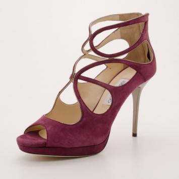 Jimmy Choo Latina Plum Suede and Metallic Leather Sandals Size 40