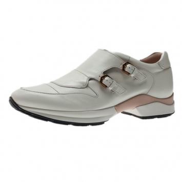 Tod’s White Leather Buckle Detail Sneakers Size 39.5