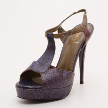 Yves Saint Laurent Multicolor Snake Platform Sandals Size 41