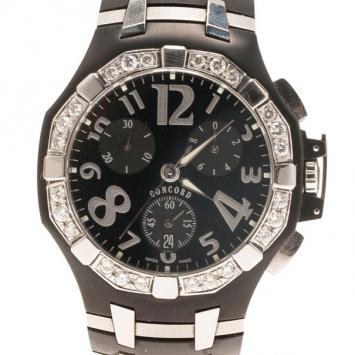 Pre Owned Concord Black Stainless Steel Saratoga 1356290 Men's Wristwatch 40MM