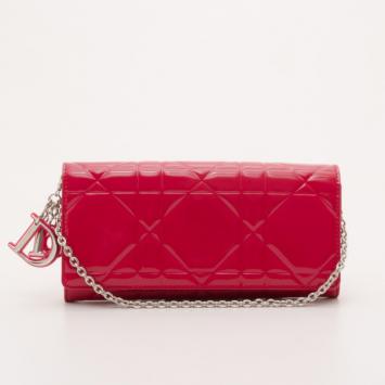Dior Pink Patent Cannage Small Clutch