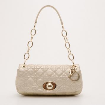 Dior Gold Cannage Small Flap Shoulder Bag
