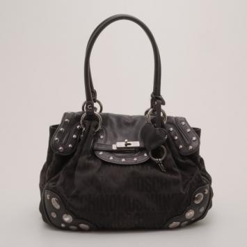Moschino Black Studded Muffin Satchel