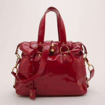 Saint Laurent Paris Red Patent Rive Gauche Tote