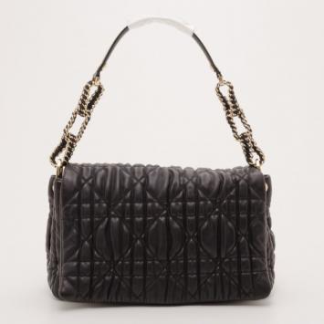 Dior Black Cannage Quilted Large Flap Shoulder Bag