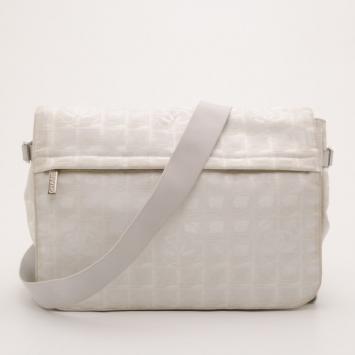 Chanel White Nylon Jacquard Messenger Bag