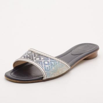 Fendi Blue Gradient Logo Flat Slides Size 38