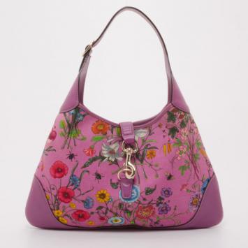 Gucci Fuchsia Floral Jackie O Hobo Handbag 