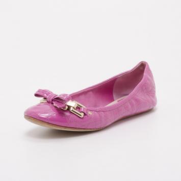 Dior Pink Patent Cannage Ballerina Flats Size 35.5