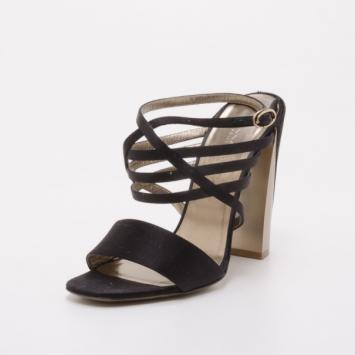 Donna Karan Collection Black and Gold Platform Sandals Size 37