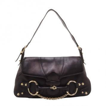 Gucci Black Horsebit Hobo Flap Bag