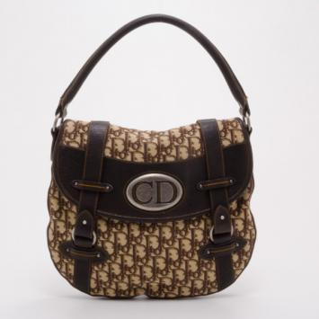 Dior Brown Denim Logo Hobo