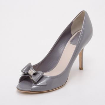Dior 'So Dior' Grey Patent Peep Toe Pumps Size 39