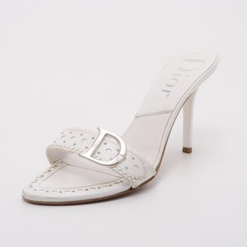Dior White Logo Slides Size 36