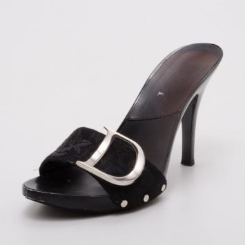 Dior Black Embroidered Slides Size 38