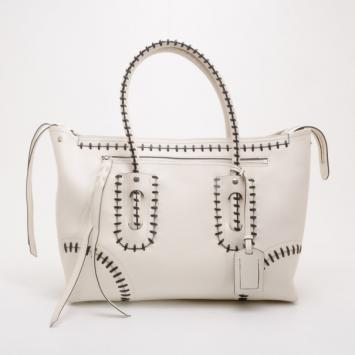 Alexander McQueen White Folkstitch Tote