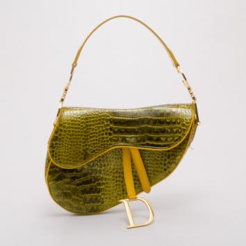 Dior Green Crocodile Saddle Bag