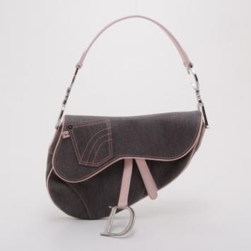 Dior Grey and Pink Saddle Bag