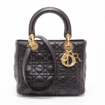 Dior Medium Black Leather Lady Dior