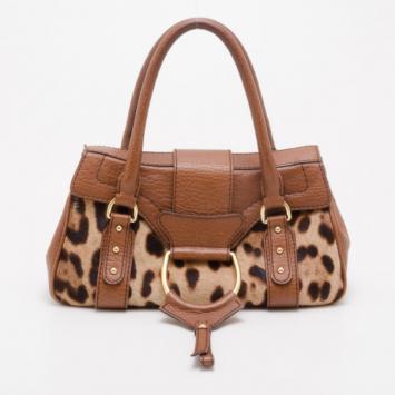Dolce and Gabbana Leopard Hair On Miss Perfect Satchel 
