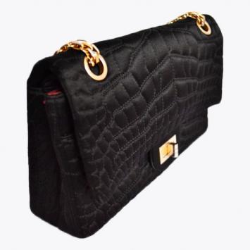 Chanel Black Satin Crocodile 2.55 