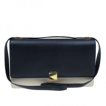 Celine Black and White Calfskin Medium Case Flap Bag