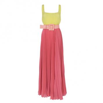 Alice + Olivia Leila Belted Colorblock Crepe Maxi Dress S