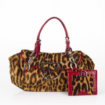Dior Leopard Print Pony Hair Bag with Wallet