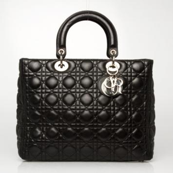 Dior Large Lady Dior in Black Lambskin