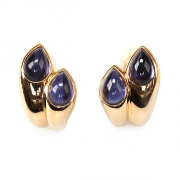 Bvlgari Vintage Amethyst 18K Yellow Gold Earrings