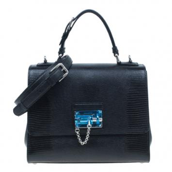 Dolce and Gabbana Black Iguana Leather Monica Tote