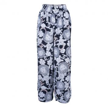 Pre Owned Chanel Silk Printed Palazzo Pants M